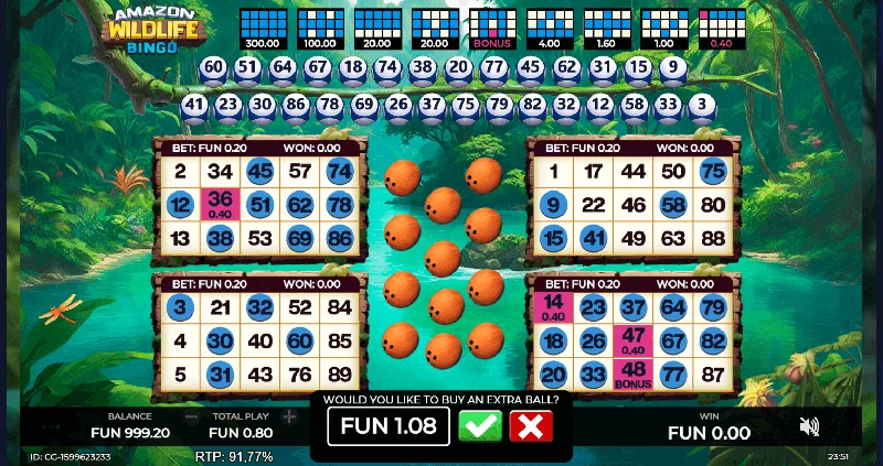 Zrzut ekranu Amazon Wildlife Bingo