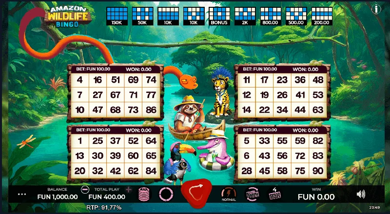 Zrzut ekranu Amazon Wildlife Bingo