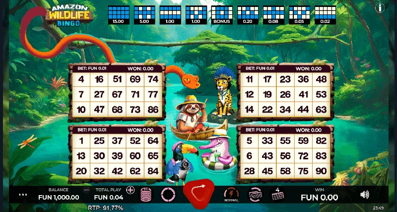 Zrzut ekranu Amazon Wildlife Bingo
