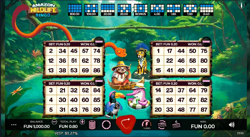 Zrzut ekranu Amazon Wildlife Bingo