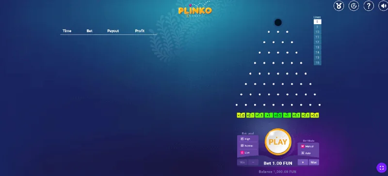 Zrzut ekranu Plinko