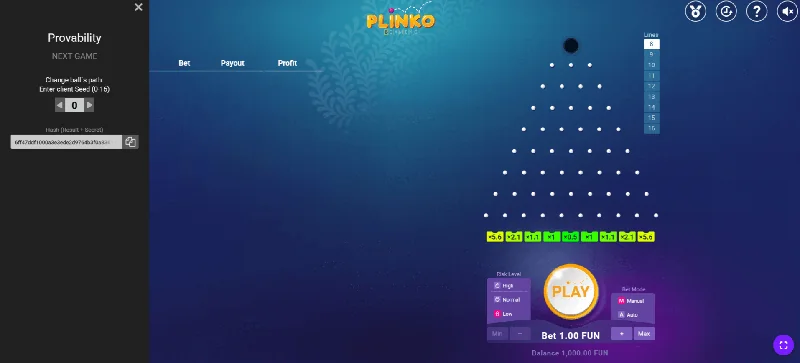 Zrzut ekranu Plinko